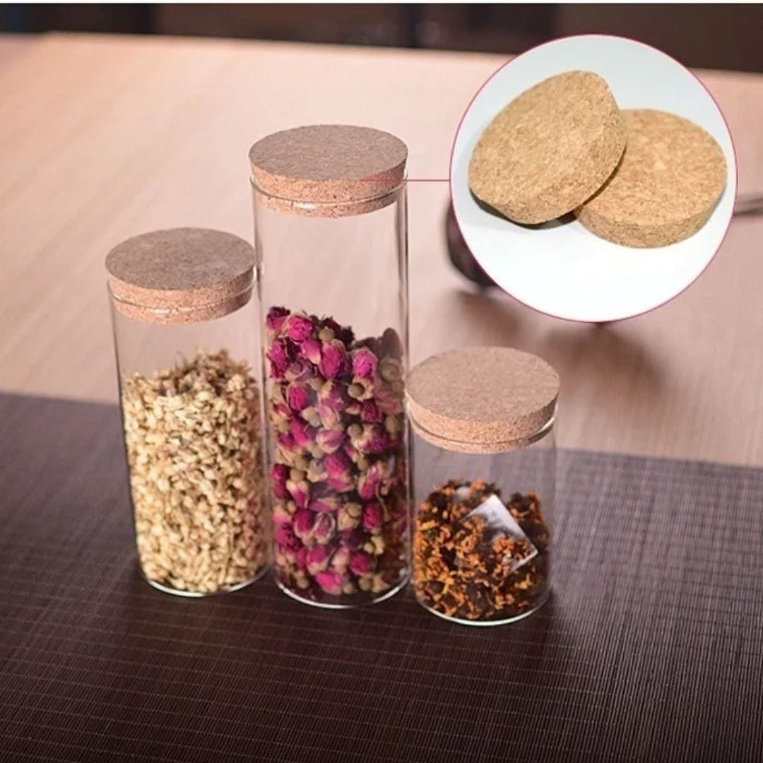 Pote Hermético de Vidro  com Tampa de Bambu