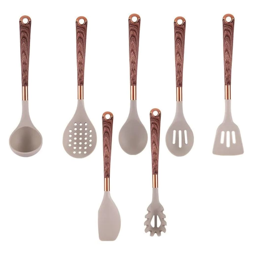 Kit de Utensílios de Cozinha em Silicone Antirrisco