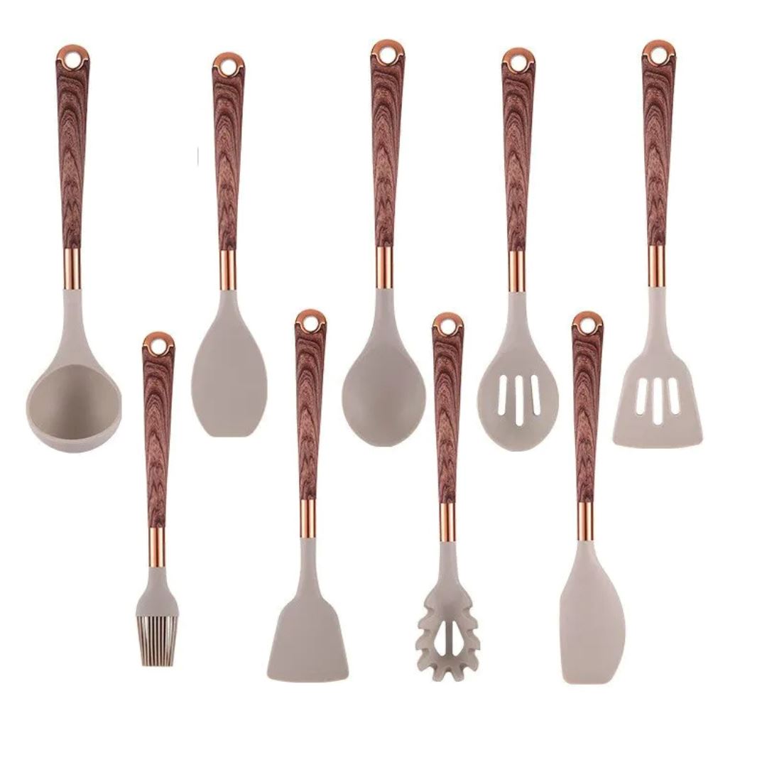 Kit de Utensílios de Cozinha em Silicone Antirrisco
