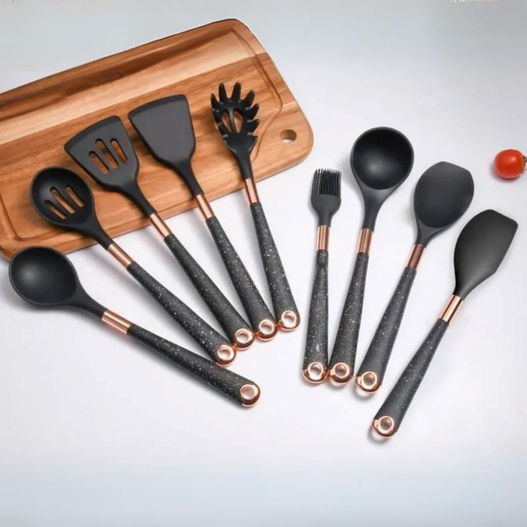 Kit de Utensílios de Cozinha em Silicone Antirrisco