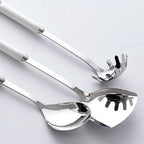 Kit de Utensílios de Cozinha em Aço Inox com Cabo de Cerâmica – 7 Peças