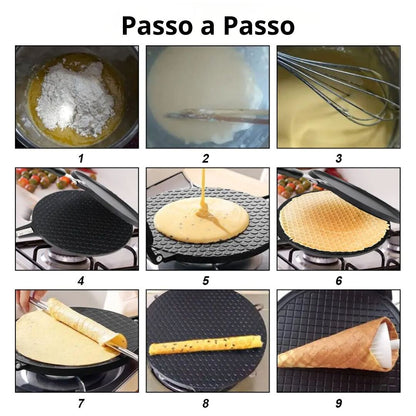 Forma de Waffles e Cones Antiaderente