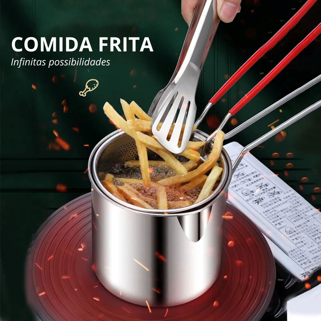 Panela de Fritura em Aço Inox com Cesto