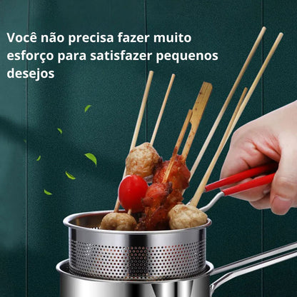 Panela de Fritura em Aço Inox com Cesto