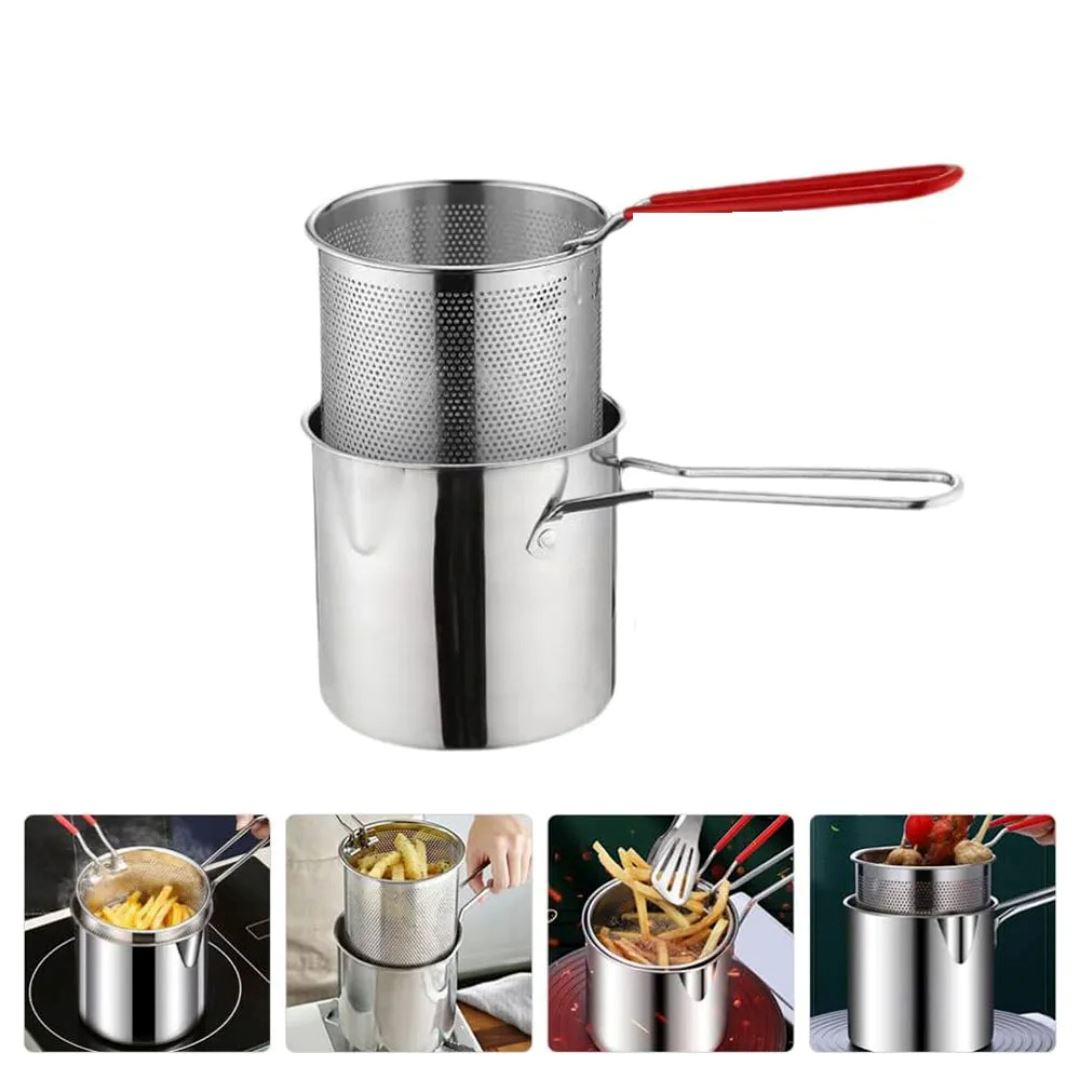 Panela de Fritura em Aço Inox com Cesto