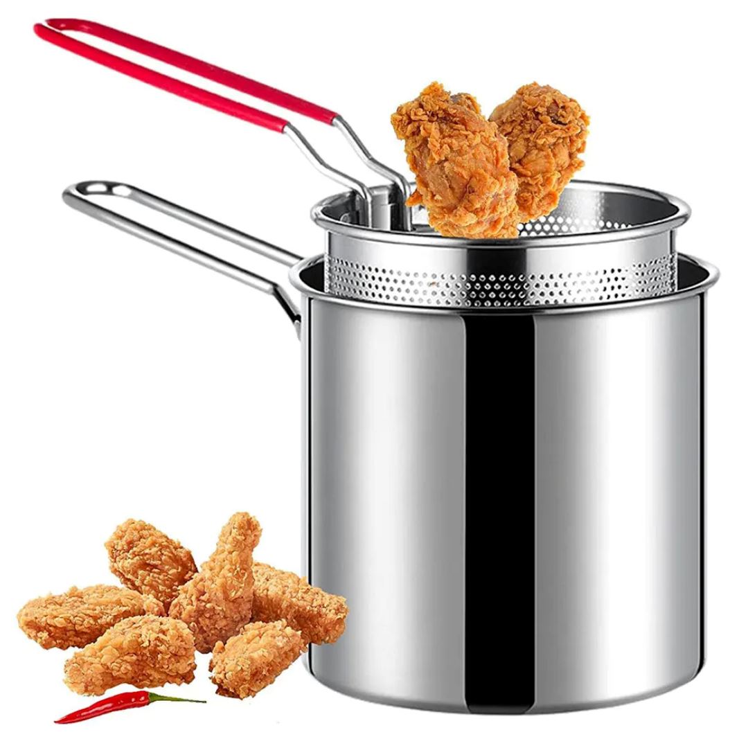 Panela de Fritura em Aço Inox com Cesto