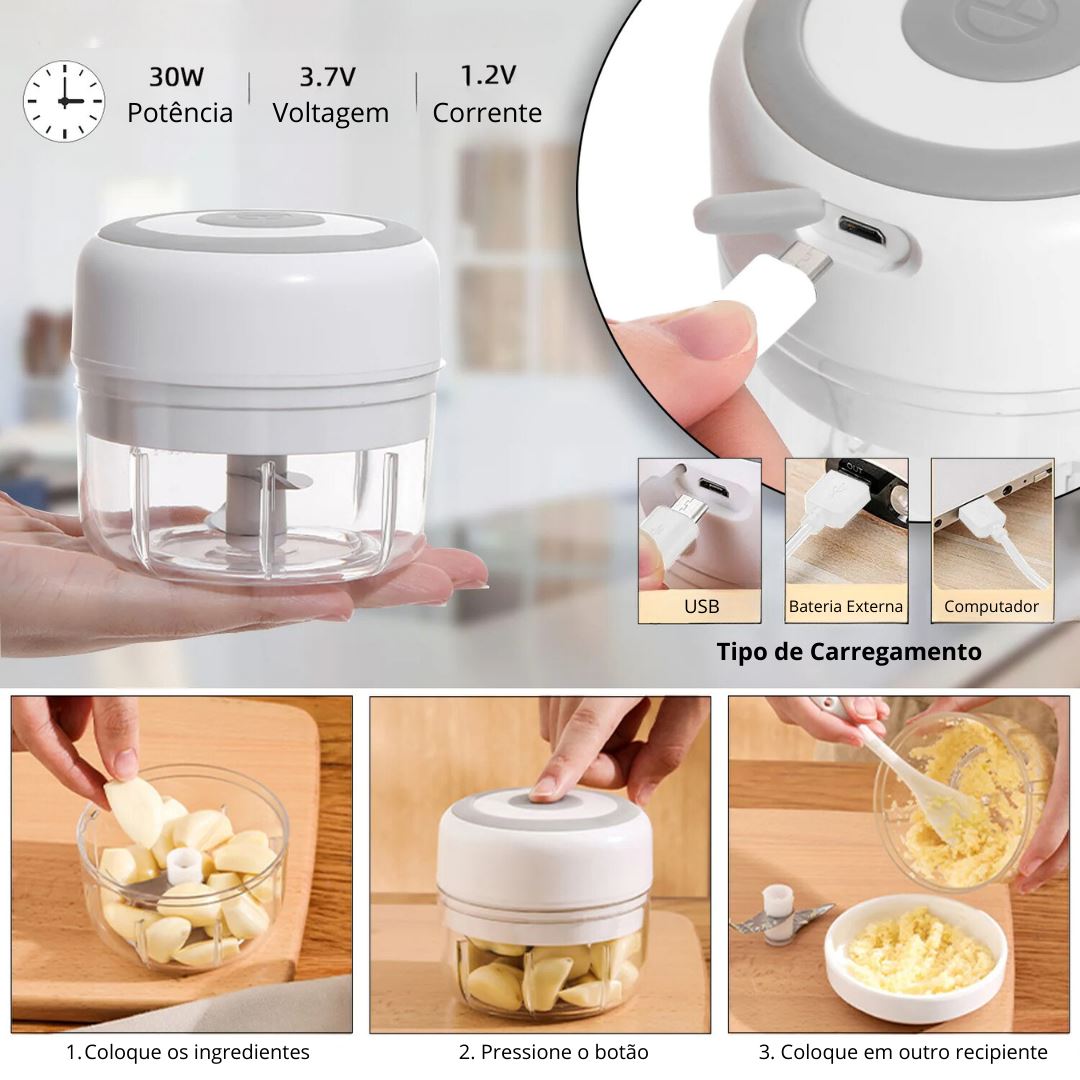 Mini Processador de Alimentos Elétrico e Portátil