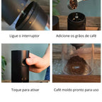 Moedor de Café Elétrico Portátil com Carga USB e Lâmina de Cerâmica