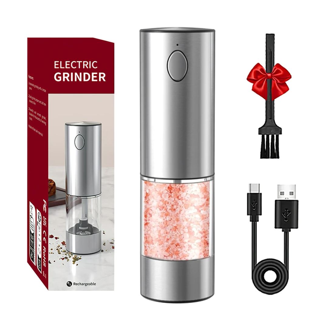 Moedor de Sal e Pimenta Elétrico com USB Recarregável e Luz LED