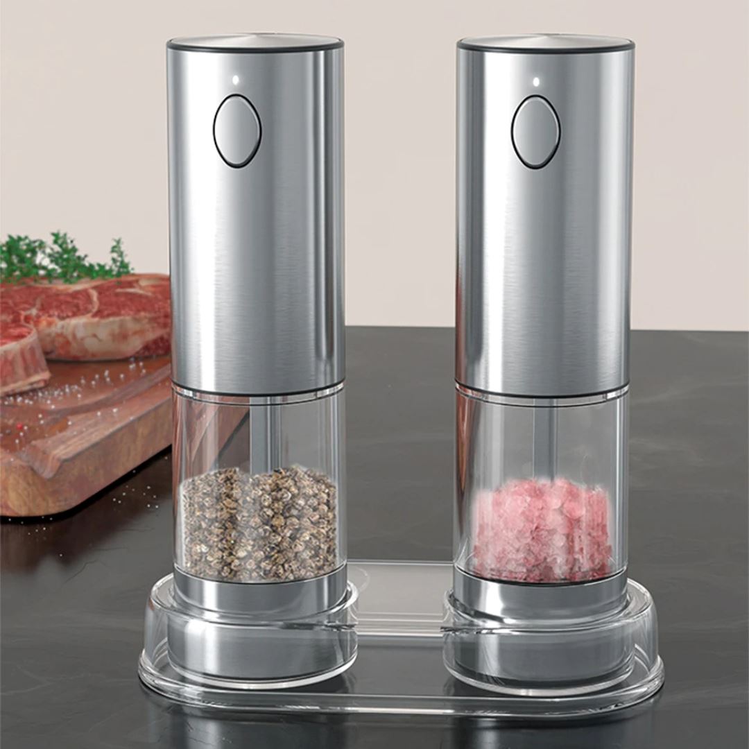 Moedor de Sal e Pimenta Elétrico com USB Recarregável e Luz LED