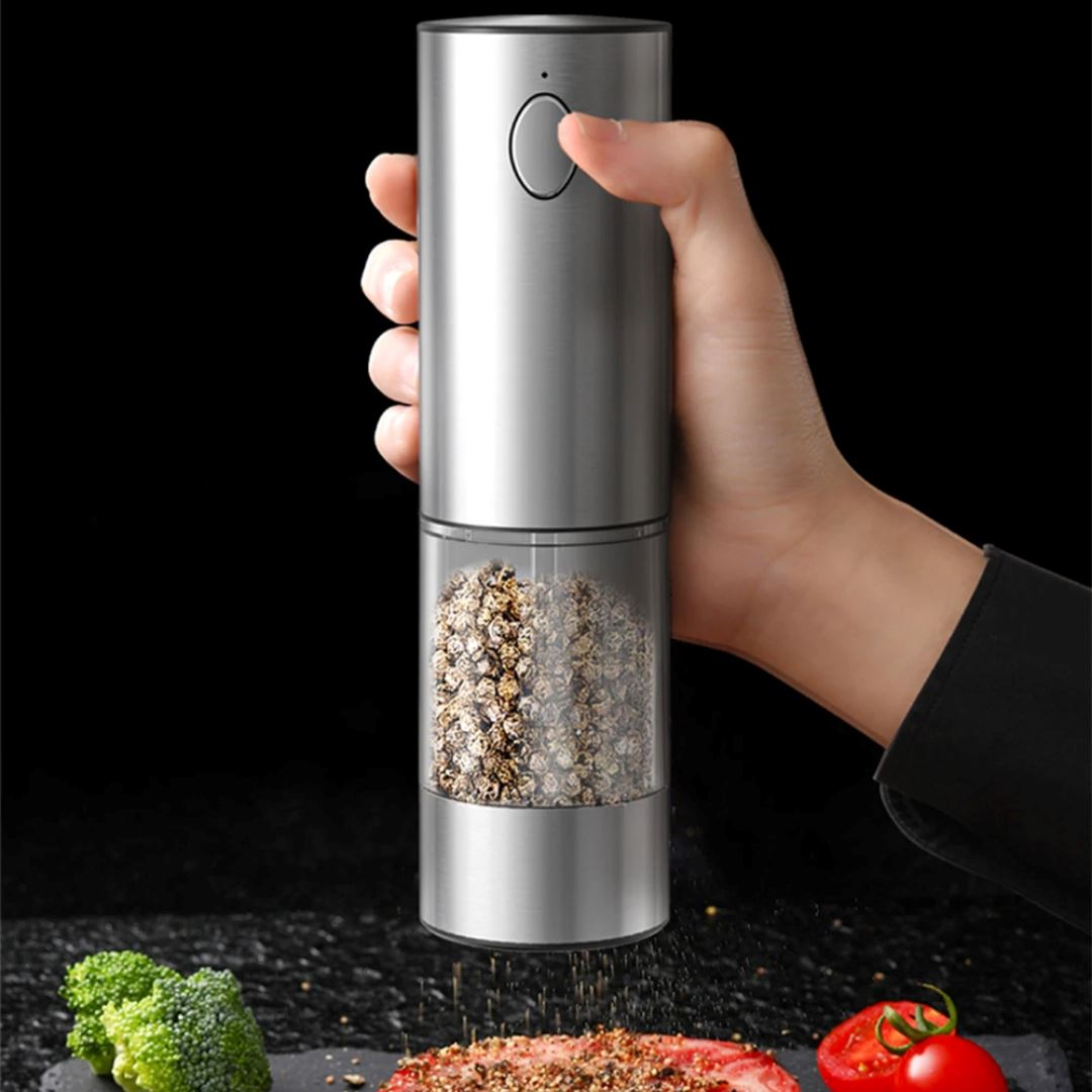 Moedor de Sal e Pimenta Elétrico com USB Recarregável e Luz LED