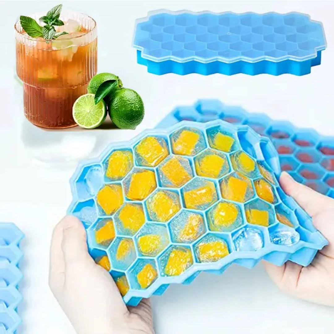 Forma de Silicone Gelo com Tampa Removível e 37 Cavidades