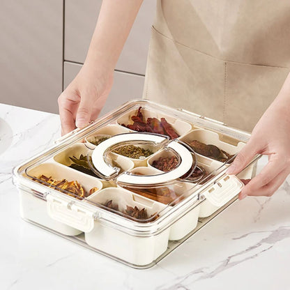 Caixa de Especiarias e Petiscos com Vedação Hermética e Divisórias