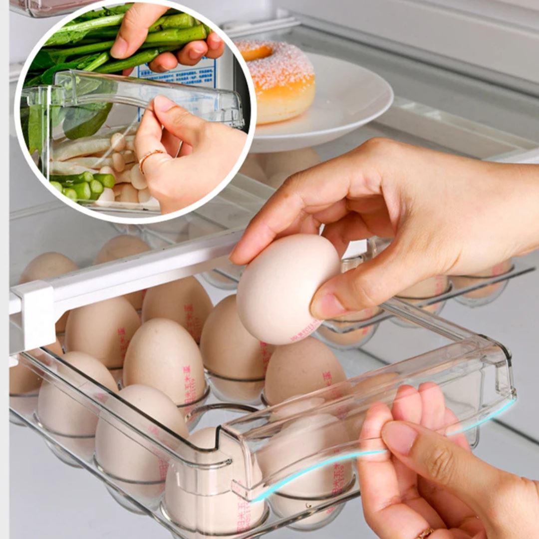 Organizador de Geladeira em Acrílico Gaveta Deslizante