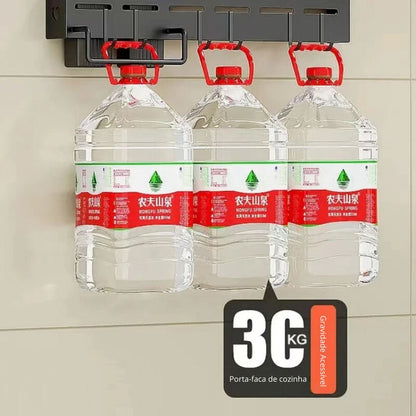 Suporte de Parede para Utensílios de Cozinha em Aço Inox sem Furo