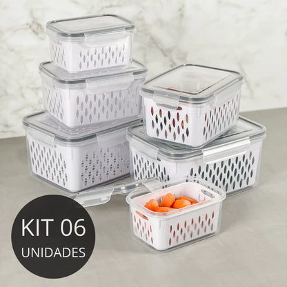 Kit Trio Wash & Store com Cesto de Drenagem – Linha Fresh