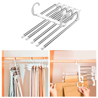 Kit 3 Cabides Multifuncionais 5 em 1 – Aço Inox Retrátil