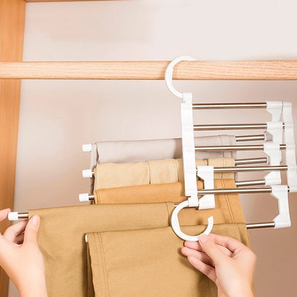 Kit 3 Cabides Multifuncionais 5 em 1 – Aço Inox Retrátil