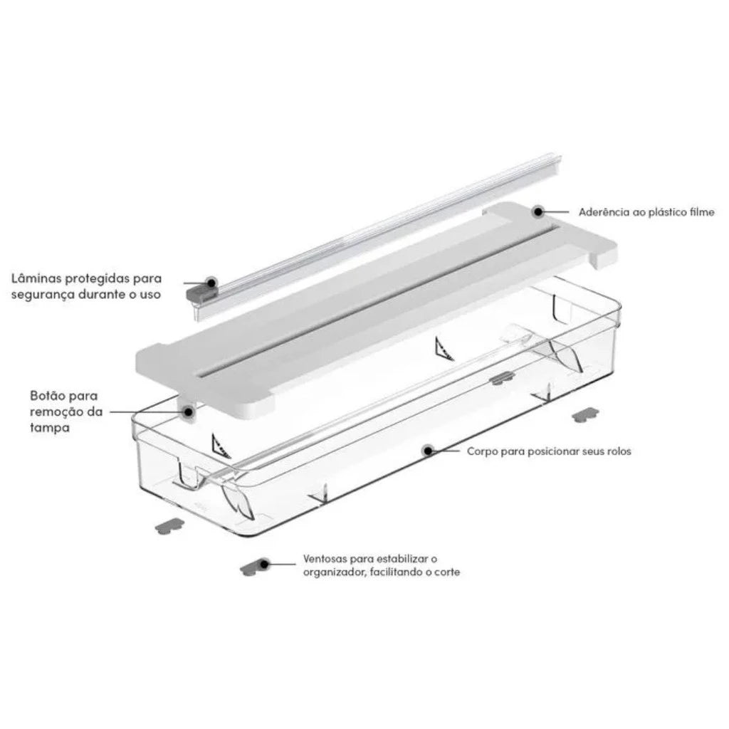 Organizador de Rolos Duplo com Cortador – Linha Clear