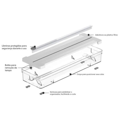 Organizador de Rolos Duplo com Cortador – Linha Clear