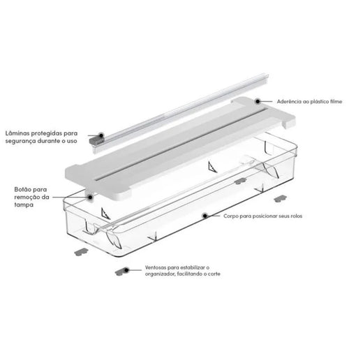 Organizador de Rolos Duplo com Cortador – Linha Clear