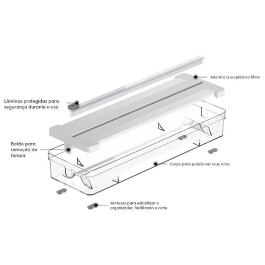 Organizador de Rolos Duplo com Cortador – Linha Clear