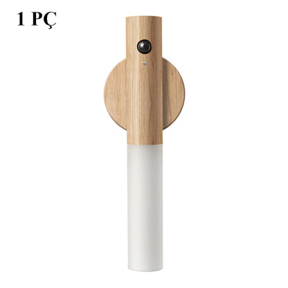 Arandela Magnética em Madeira Natural – Sensor Inteligente (Sem Fio)