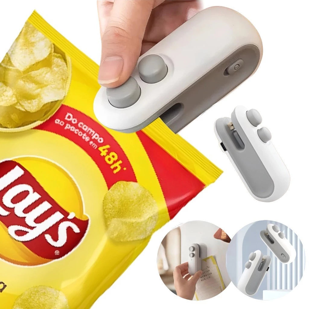 Mini Seladora de Embalagens Térmica 2 em 1 (USB) – Linha Fresh Keep