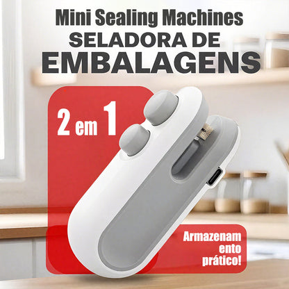 Mini Seladora de Embalagens Térmica 2 em 1 (USB) – Linha Fresh Keep