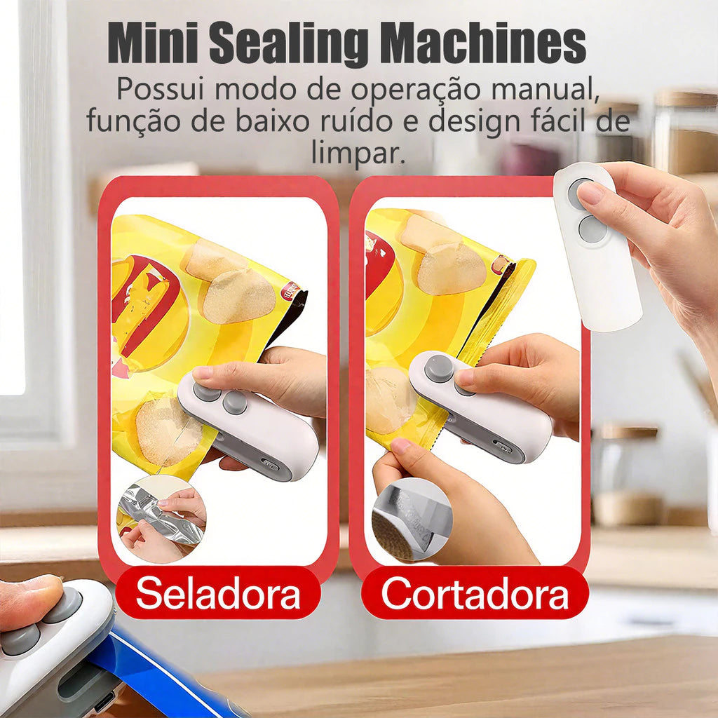 Mini Seladora de Embalagens Térmica 2 em 1 (USB) – Linha Fresh Keep