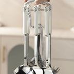Kit de Utensílios de Cozinha em Aço Inox com Cabo de Cerâmica – 7 Peças