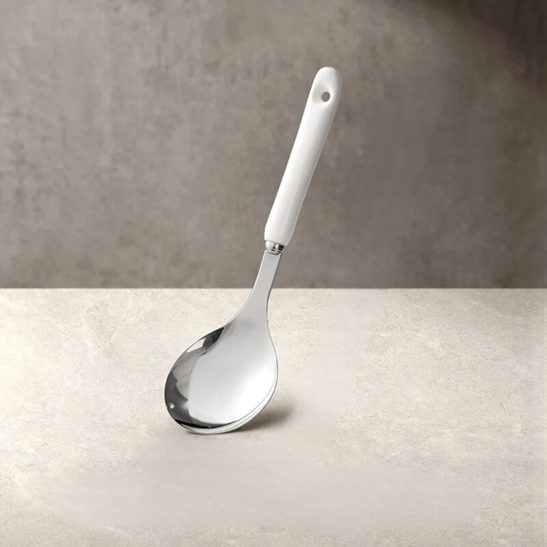 Kit de Utensílios de Cozinha em Aço Inox com Cabo de Cerâmica – 7 Peças